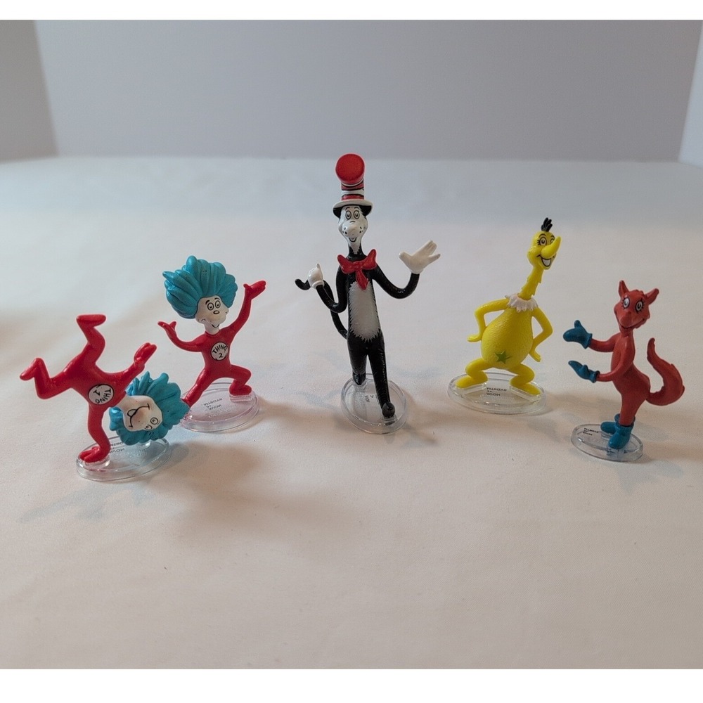 Dr Seuss Avon Mini Figure Set Cat in the Hat Thing 1 2 Sneetch Fox in Socks 5pc